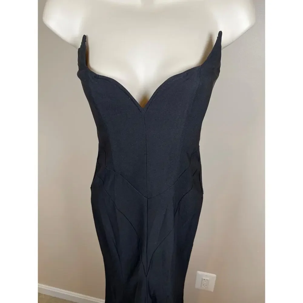 Michael Costello Billie Black Bustier Strapless Bodycon Maxi Dress Size XS - Picture 4 of 8